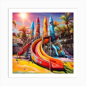 Let's Play On The Rocket Slide At The Park Art Print