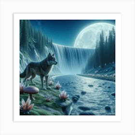 Wolf on the Riverbank 5 Art Print