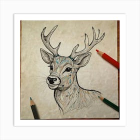 Deer Head 33 Art Print