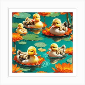 Ducks In Water 6 Art Print