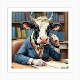 Cow In A Suit 5 Art Print