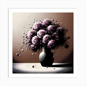 Purple Roses In A Vase 12 Art Print