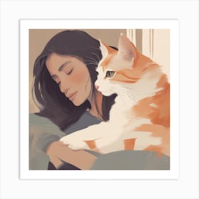 Cat and Woman 2 Art Print