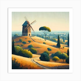 Windmill In The Countryside Art Print