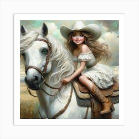 Cowgirl On A Horse Art Print