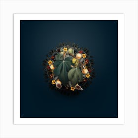 Vintage Fig Fruit Wreath on Teal Blue Art Print