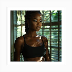 Young Black Woman In Sports Bra Art Print