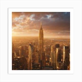 New York City At Sunset Art Print