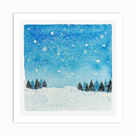 Watercolor Snowy Plains Art Print