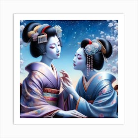 Japan Traditional Geisha Illustration By Ad 90 Art Print