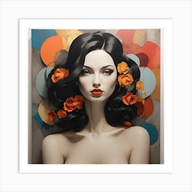 Woman With Flowers beauty Art Print