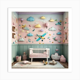 Kids Room With Clouds Art Print