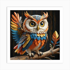 Owl On A Branch Art Print