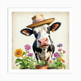 Cow With Flowers 13 Art Print