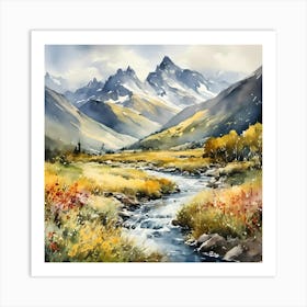 Stream In The Mountains Art Print