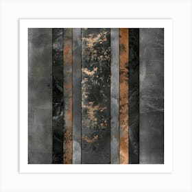 Black And Copper Stripes Art Print