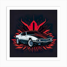 Car Red Artwork Of Graphic Design Flat (203) Art Print