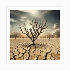 Dry Tree In The Desert Art Print