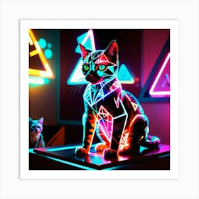 Neon Cat 1 Art Print