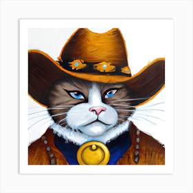 Cowboy Cat Painting Art Print