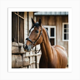 Horse Standing In A Barn Art Print