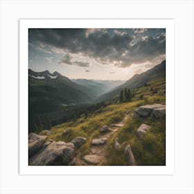 Rocky Path In The Mountains Art Print