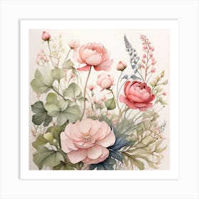 Watercolor Flowers Art Print