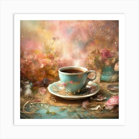 Shabby Chic Dreamy Mist Pastel Junk Journals Coffe (1) Art Print