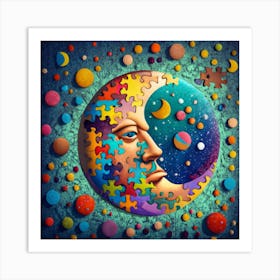 The Moon A Colourful Mosaic Art Print