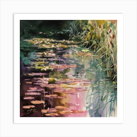 Water Lilies Setting Sun, Claude Monet 6 Art Print