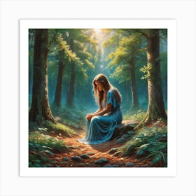 Girl In The Woods 5 Art Print