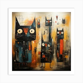 Cats families, attractive watercolors 2 Art Print