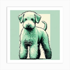Green Drawing Dog Bedlington Fluffy 1 Art Print