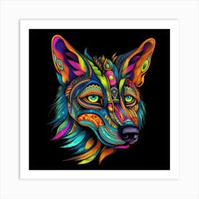 Psychedelic Wolf Affiche