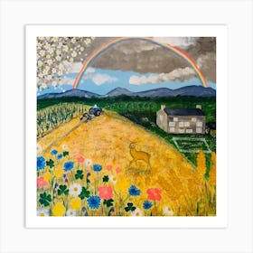 Rainbow In The Field Art Print