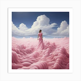 Woman In A Pink Dress Art Print