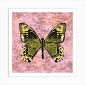 Mechanical Butterfly The Battus Madyes Tucumanus On A Pink Background Art Print