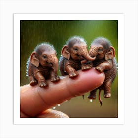 Elephants In The Rain 10 Art Print