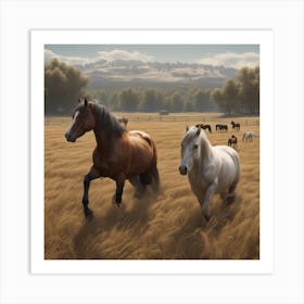 Horses In A Field 31 Art Print