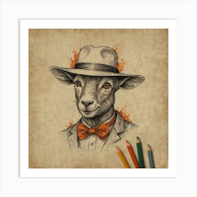 Goat In A Hat 1 Art Print