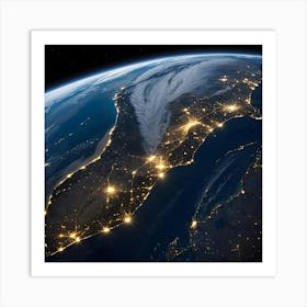 Earth At Night 12 Art Print