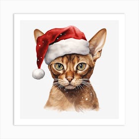 Sassy Cat In Santa Hat Art Print