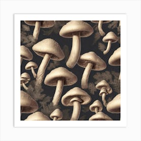 Mushrooms And Leaves 1 Art Print