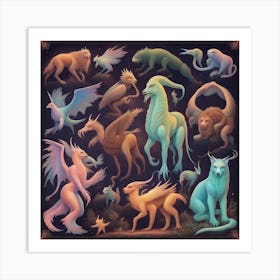 Collection Of Mythical Creatures Art Print