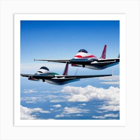 Two Fighter Jets Flying In The Sky Art Print