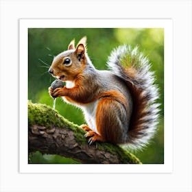 Squirrel Eating A Nut Art Print