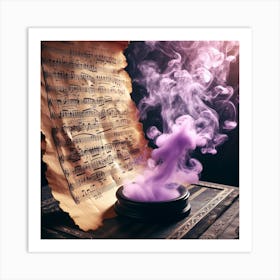 Purple Smoke On A Sheet Of Music Art Print