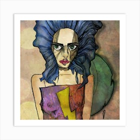 Girl with blue hair Art Print