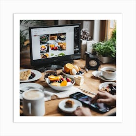 Man At A Table With Food Art Print