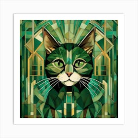 Green Cat Art Print